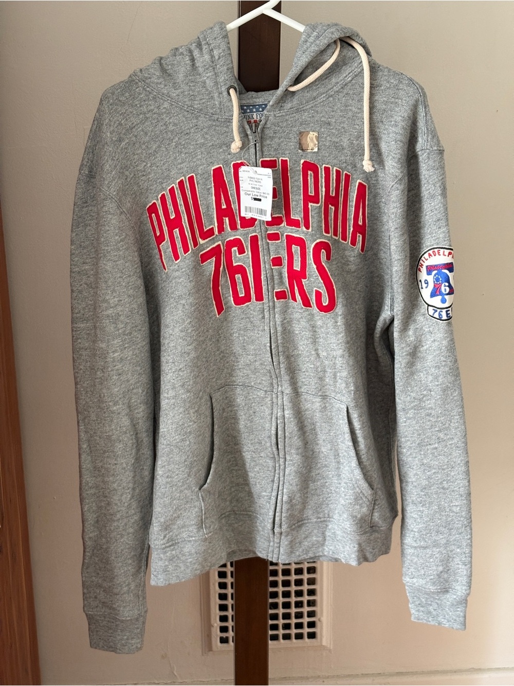NWT Junk Food  Embroidered Full-Zip Philadelphia 76ers  Hoodie XL
